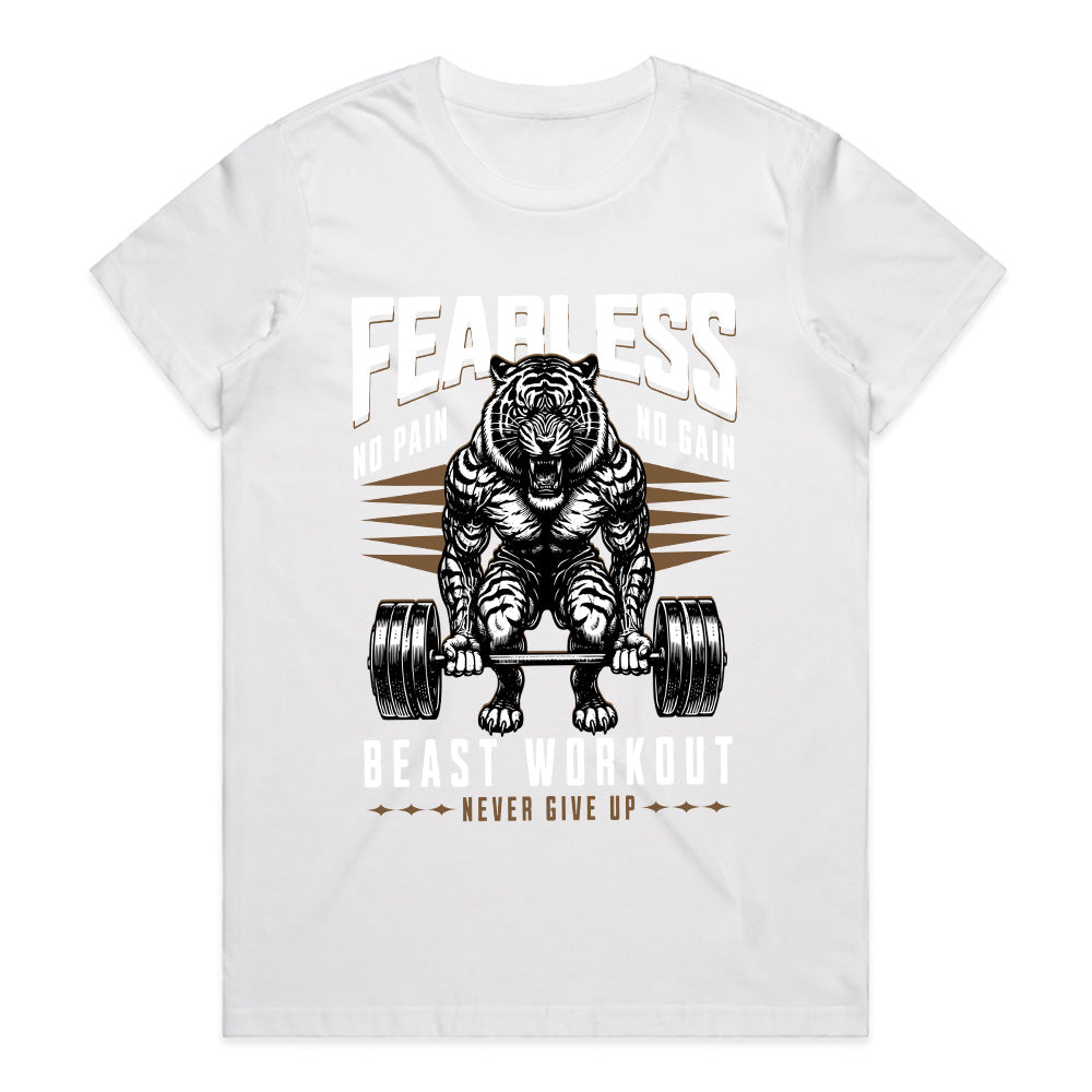 Fearless Beast Workout – No Pain, No Gain Gym T-Shirt | Power & Strength Tee