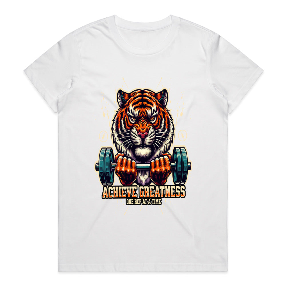 "Achieve Greatness" Tiger Gym T-Shirt – Fierce Motivation for Fitness Warriors