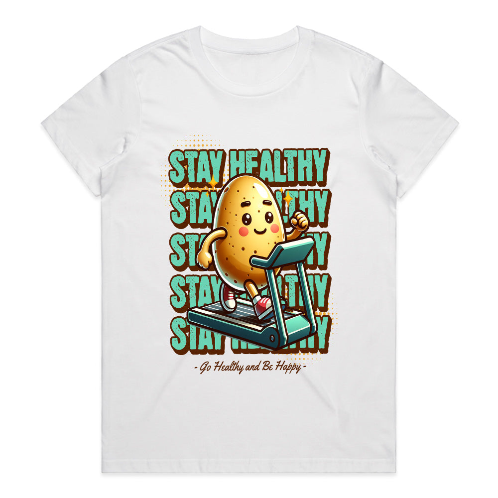 "Stay Healthy Cute Potato Workout T-Shirt – Fun Fitness Motivation Tee"