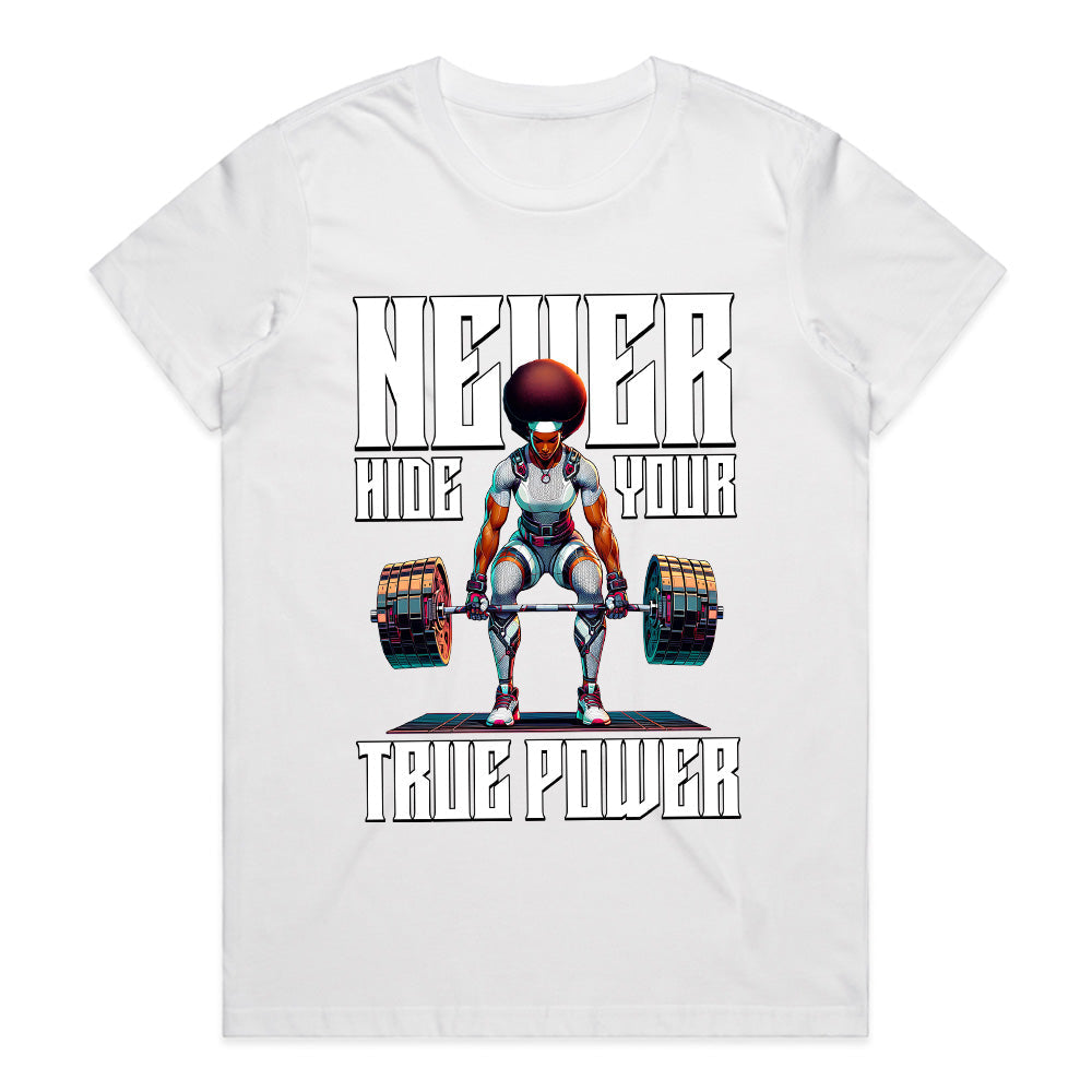 "Never Hide Your True Power" Futuristic Gym T-Shirt – Strength & Confidence