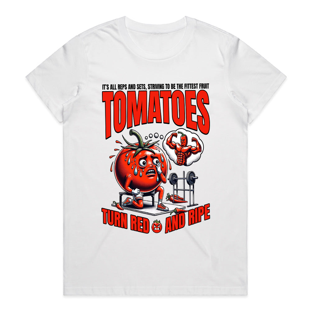 "Tomatoes Turn Red and Ripe" Funny Workout Gym T-Shirt – Fitness Humor