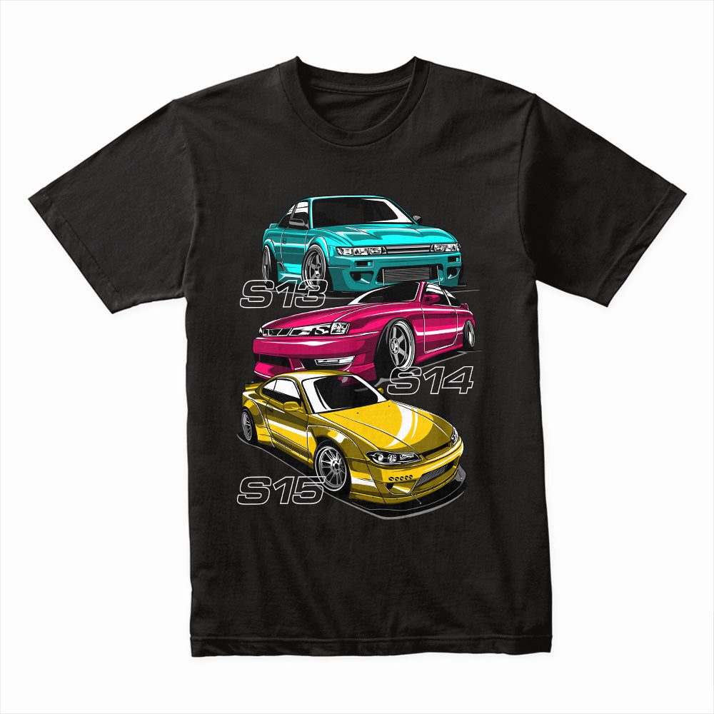JDM Legends Nissan S-Chassis T-Shirt – S13, S14, S15 Silvia Drift Icons