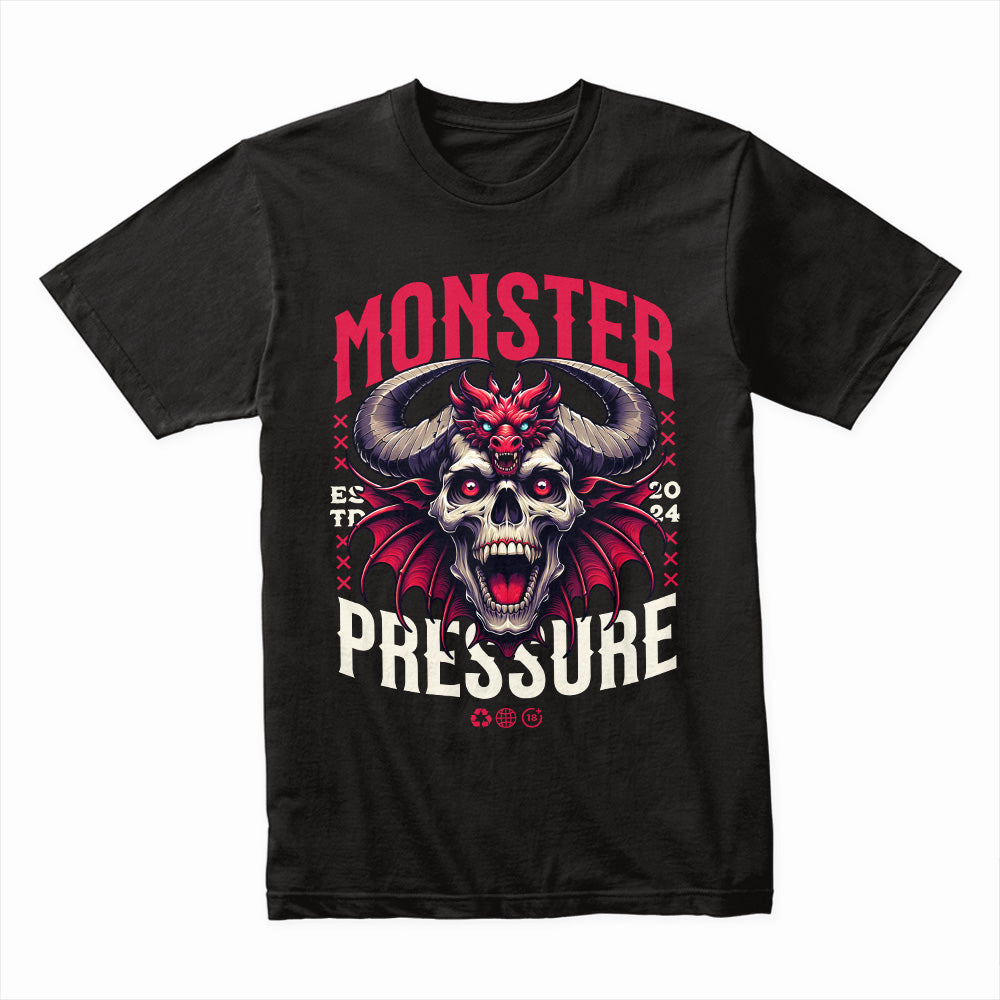 Monster Pressure T-Shirt – Dark Gothic Skull & Demon Aesthetic