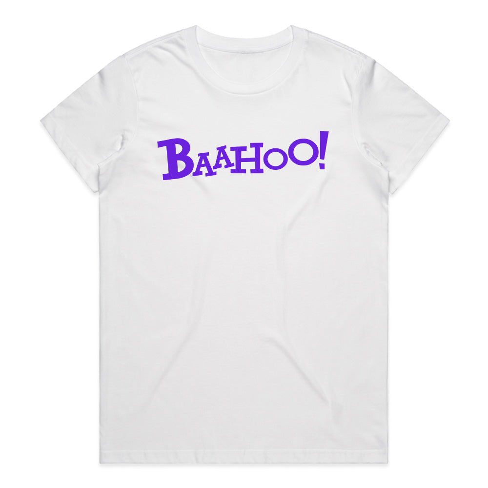 BaaHoo! Bold & Fun Graphic T-Shirt – Playful Purple Design
