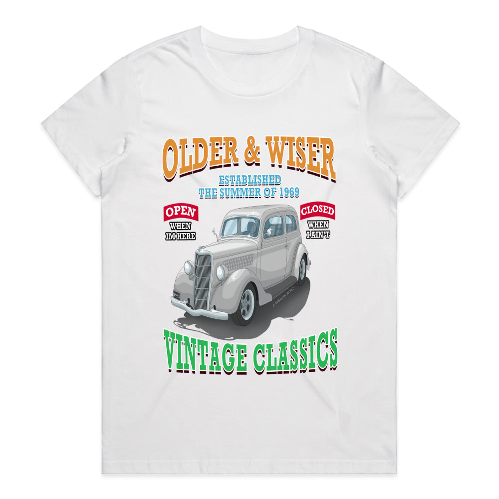 Older & Wiser Vintage Classics T-Shirt – Retro Car Enthusiast Tee!