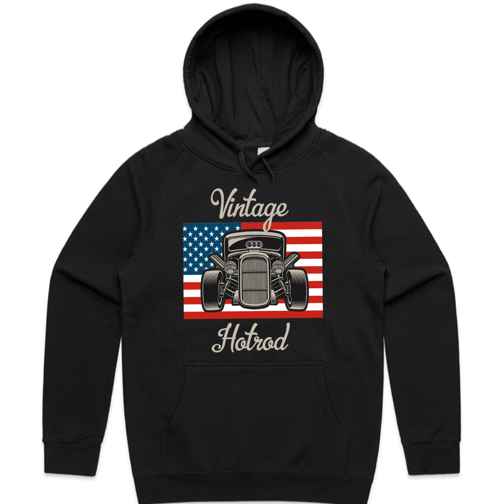Vintage Hot Rod – American Flag Classic Car Tee