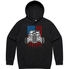 American Hot Rod – Classic Car USA Flag T-Shirt"