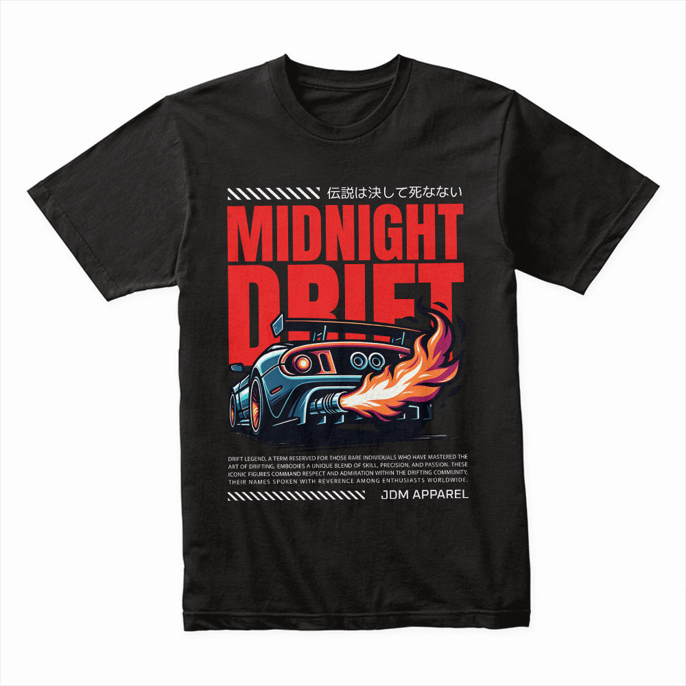 Midnight Drift T-Shirt – JDM Street Racing & Turbo Flames