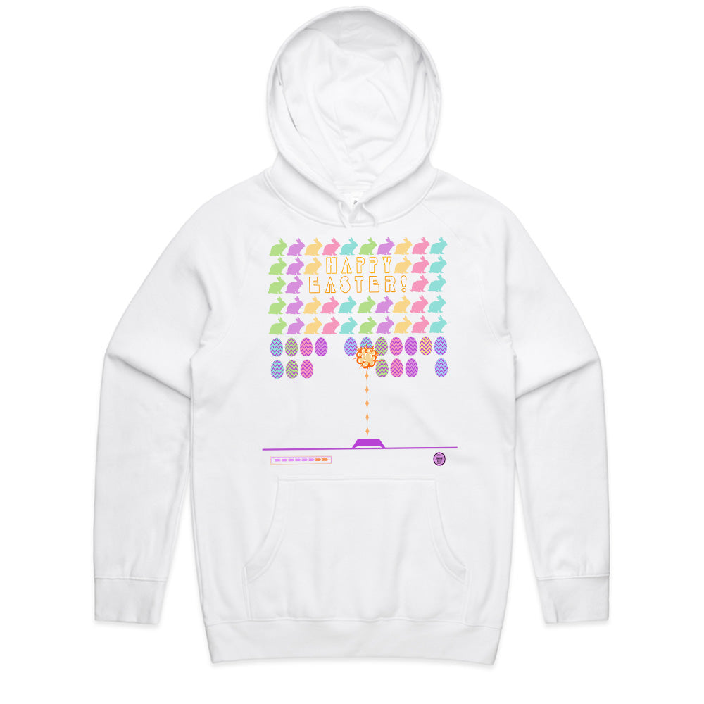 Retro Easter Arcade T-Shirt – Pixel Bunny & Egg Shooter Game