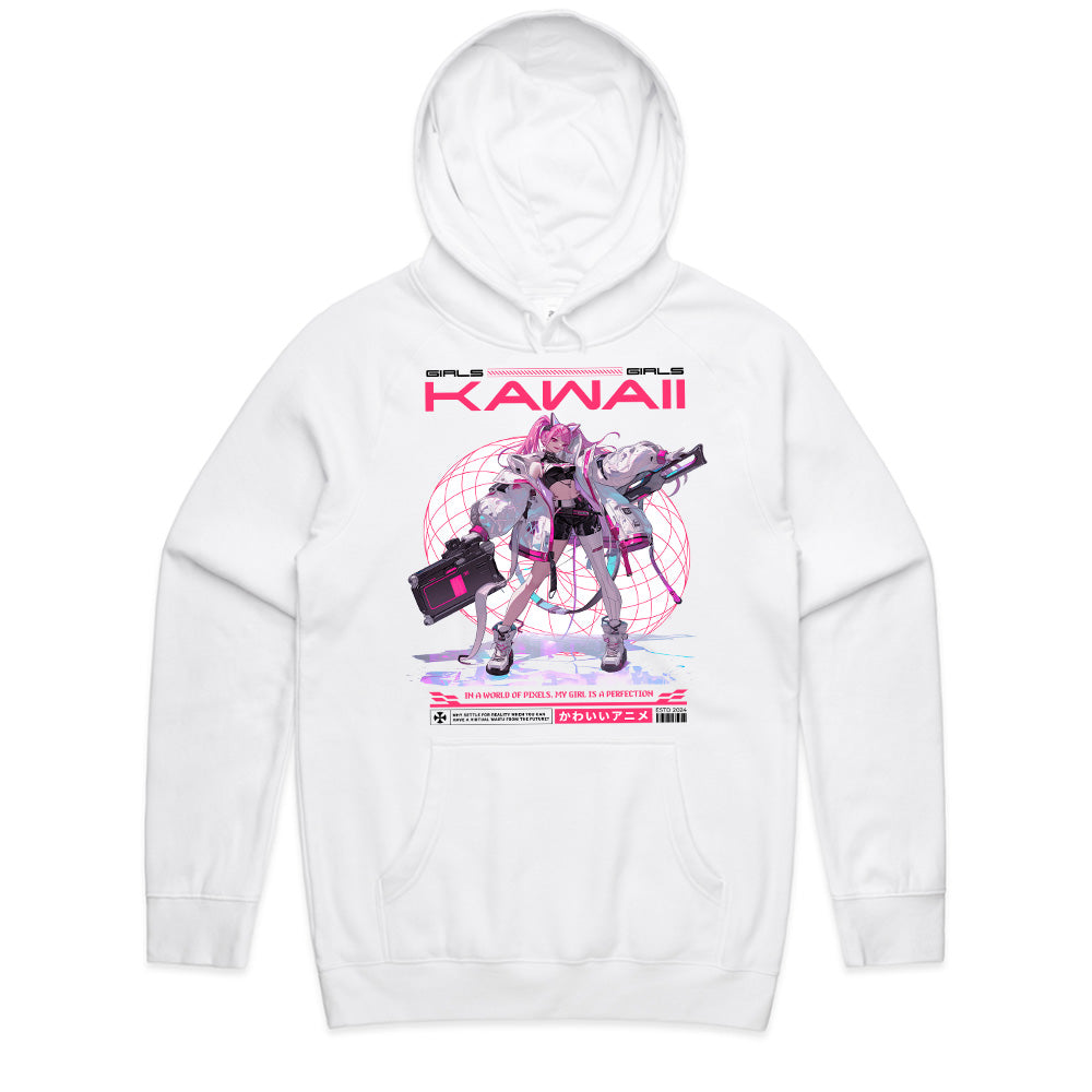 Kawaii Cyberpunk Warrior T-Shirt – Futuristic Anime Girl Aesthetic