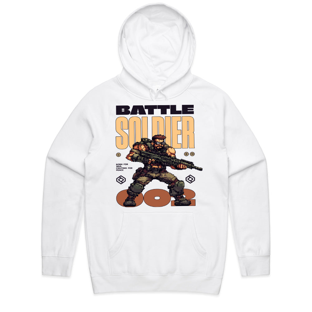 Battle Soldier T-Shirt – Retro Pixel Art Military Warrior