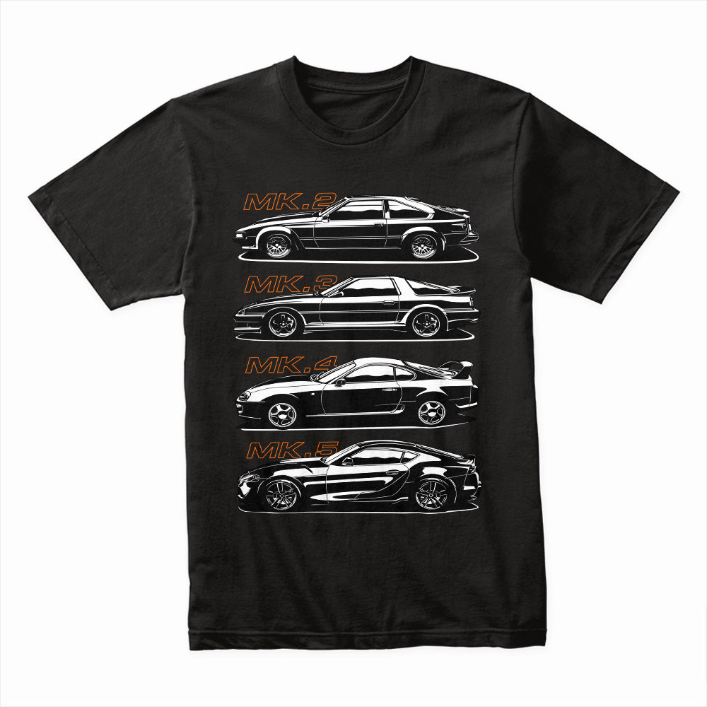 Toyota Supra Generations T-Shirt – MK2, MK3, MK4, MK5 Evolution