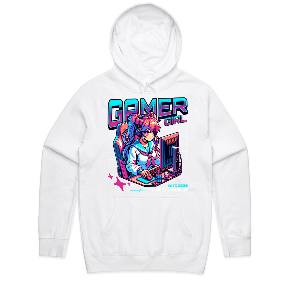 Neon Gamer Girl T-Shirt – "Time to Level Up" Anime-Inspired Gaming Tee