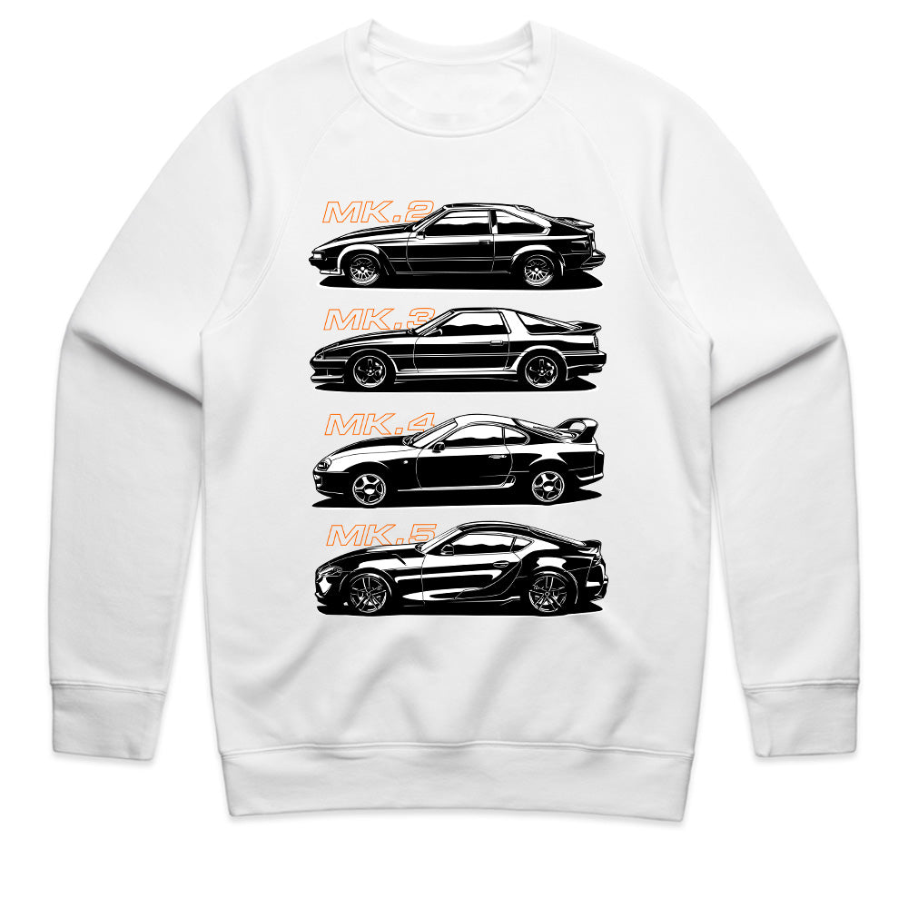 Toyota Supra Generations T-Shirt – MK2, MK3, MK4, MK5 Evolution