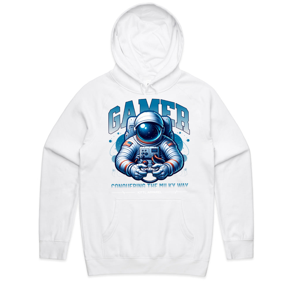 Astronaut Gamer T-Shirt – "Conquering the Milky Way" Space Gaming Tee