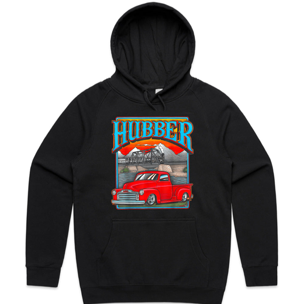 Vintage "Hubber" Hot Rod Truck T-Shirt – Classic GMC Pickup & Train Scene