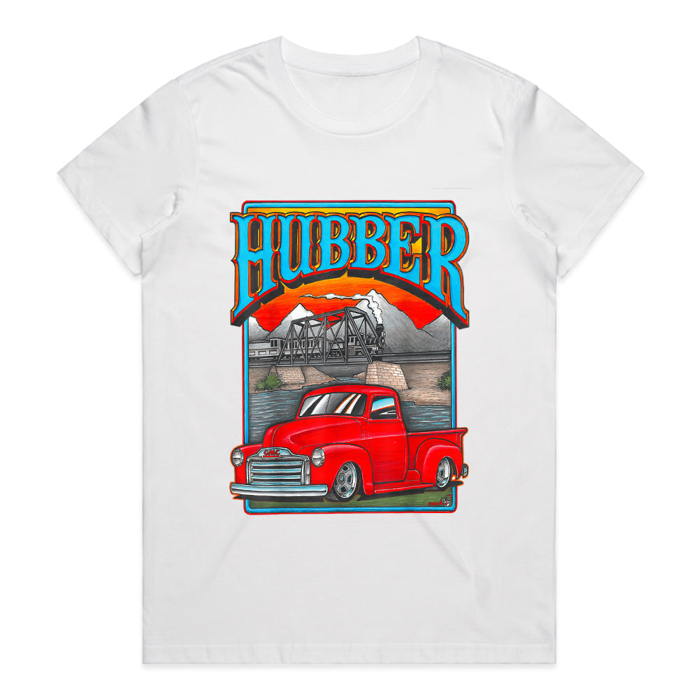 Vintage "Hubber" Hot Rod Truck T-Shirt – Classic GMC Pickup & Train Scene