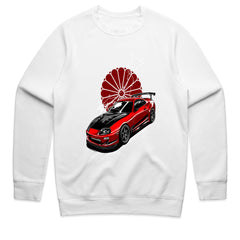 Toyota Supra JDM Legend T-Shirt – Red MK4 with Rising Sun Design