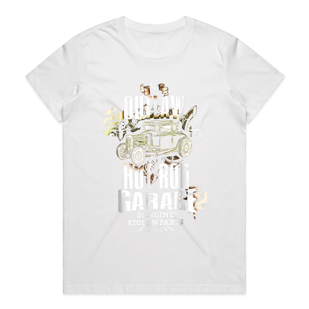 Outlaw Hot Rod Garage T-Shirt – Vintage Custom Car Tee for Gearheads & Auto Enthusiasts