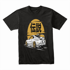 Toyota Supra MK4 "Legends" JDM T-Shirt – White Supra with Gold Accents