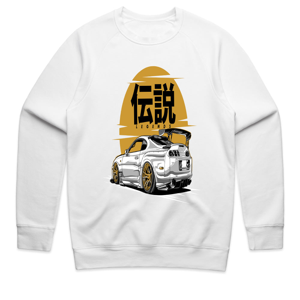 Toyota Supra MK4 "Legends" JDM T-Shirt – White Supra with Gold Accents