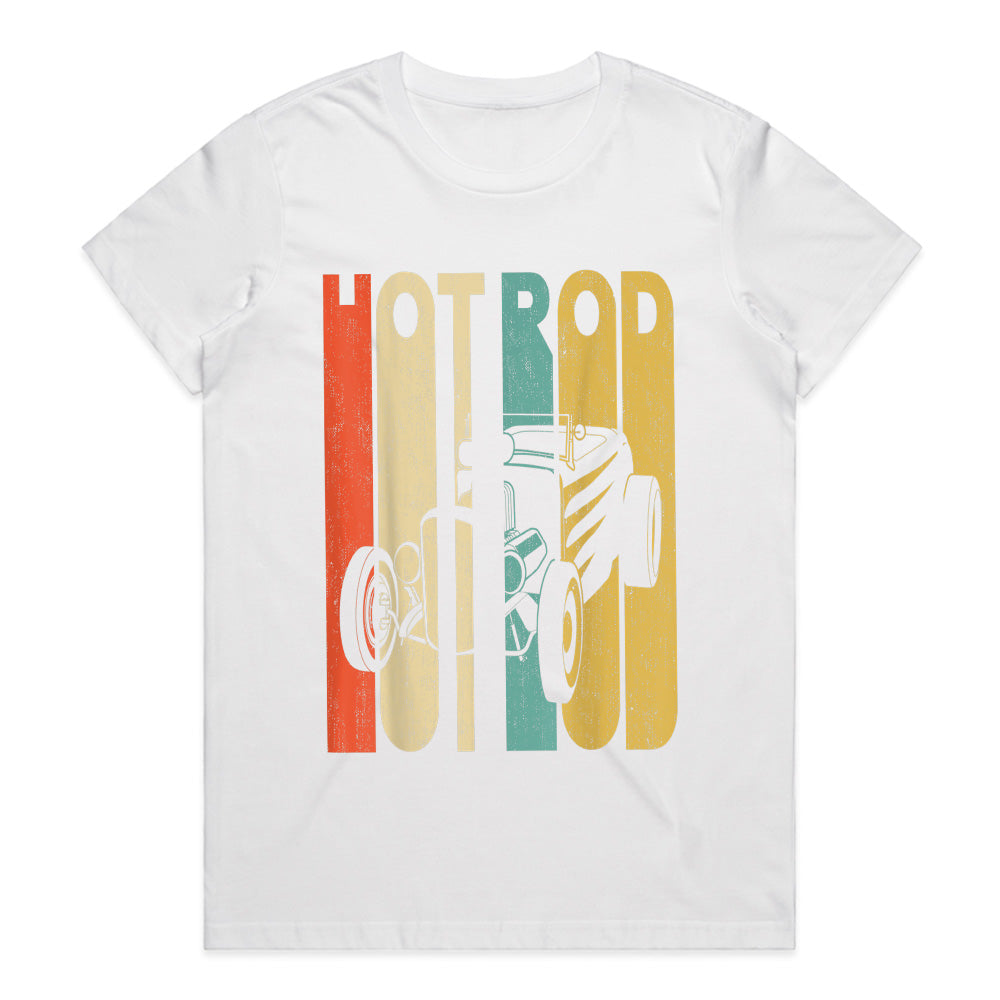Vintage Retro Hot Rod Silhouette T-Shirt – Classic Car Design with Bold Colors