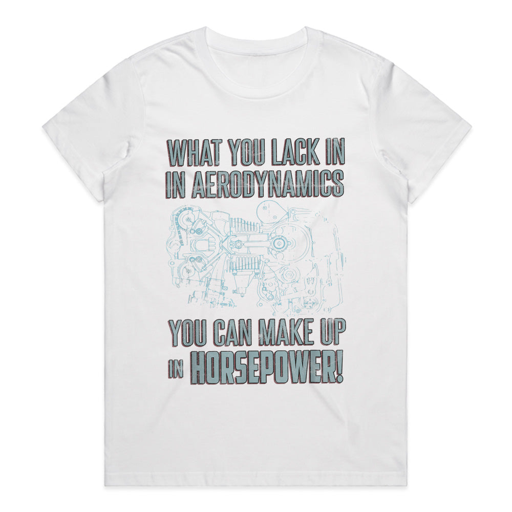 What You Lack in Aerodynamics, You Can Make Up in Horsepower" Engine Blueprint T-Shirt