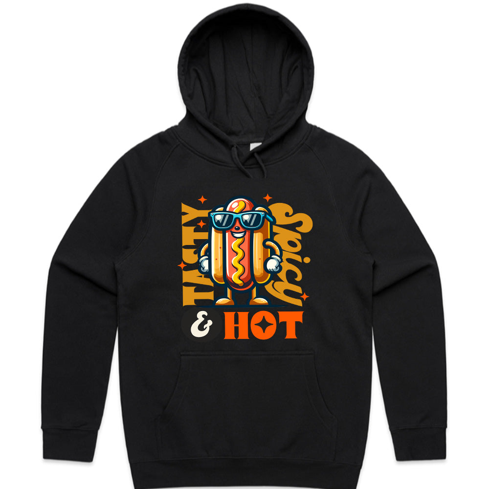 Tasty, Spicy & Hot – Cool Hot Dog Streetwear T-Shirt
