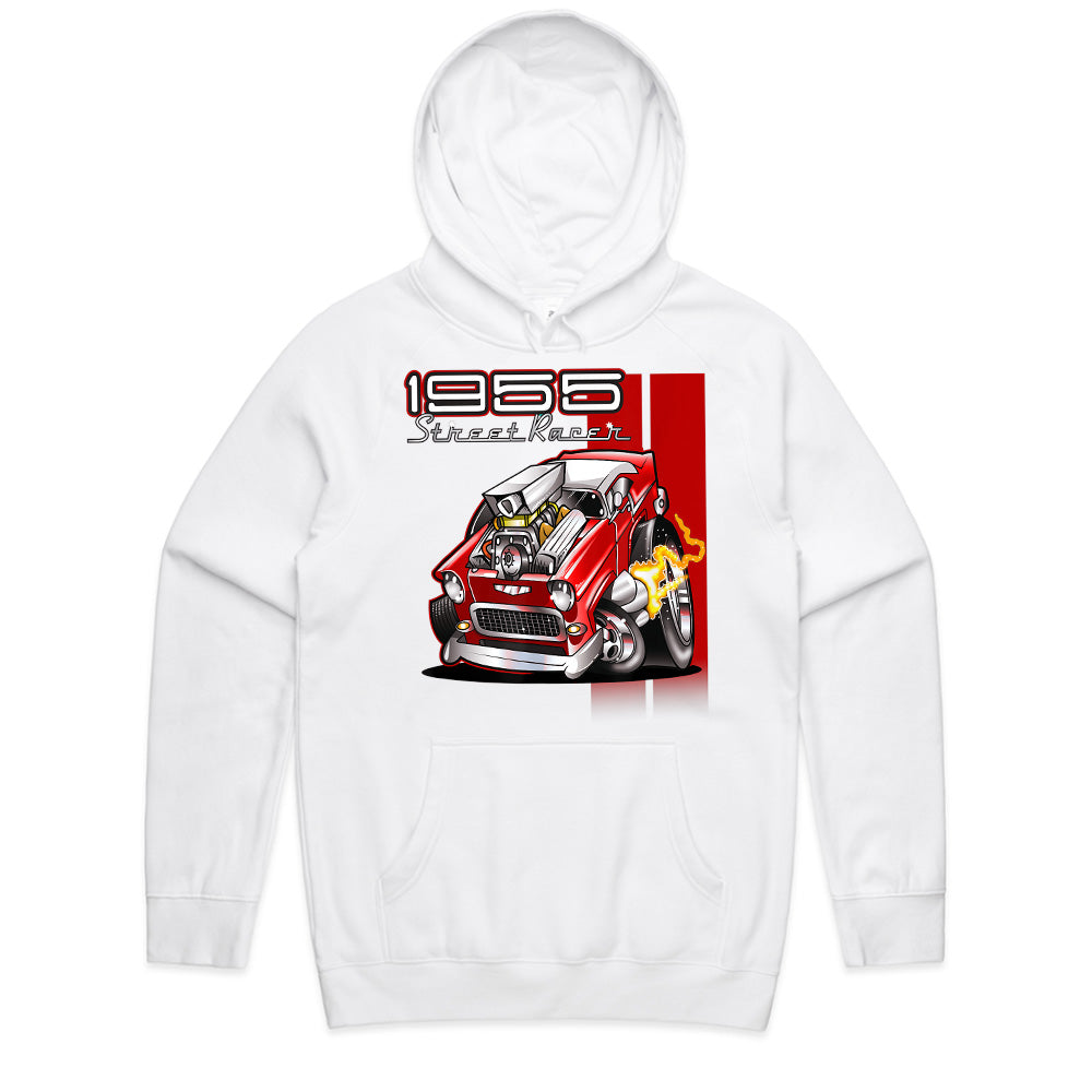 1955 Hot Rod Street Racer T-Shirt – Vintage 50s Muscle Car Cartoon Tee