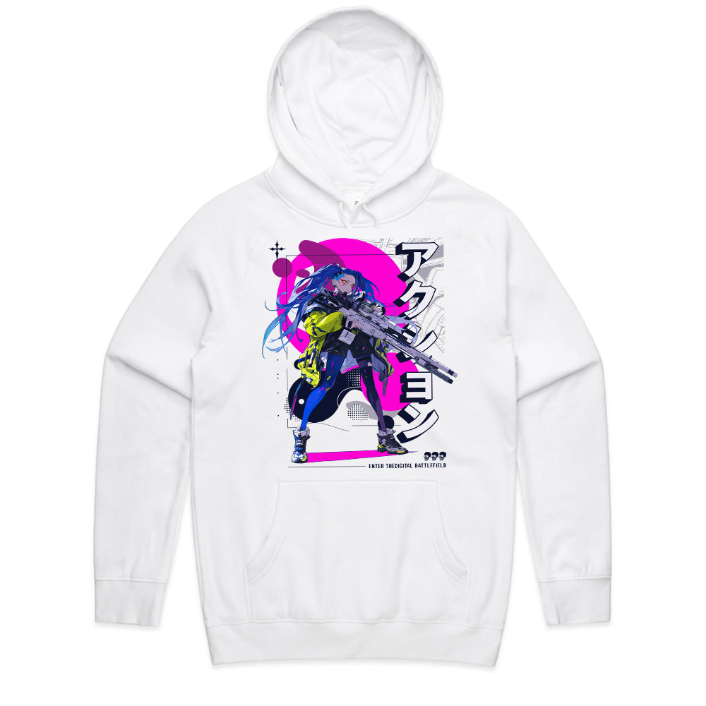 Cyberpunk Anime Sniper T-Shirt – Action Mode Activated