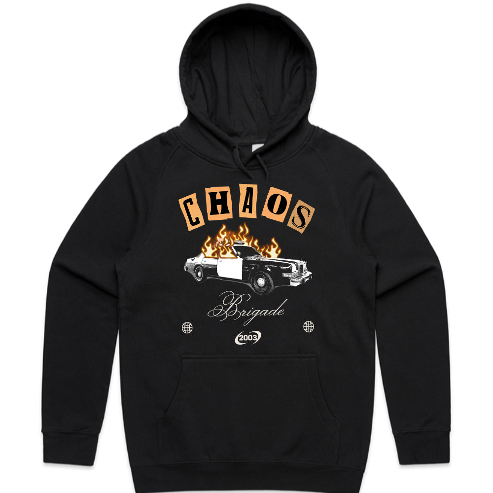 Chaos Brigade Retro Police Car Graphic Tee – Rebellion Streetwear Aesthetic