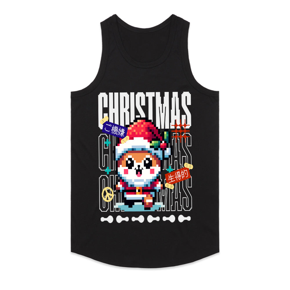 Pixel Santa Pug – Christmas Gamer Festive Graphic Tee