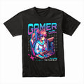 Neon Gamer Girl T-Shirt – "Time to Level Up" Anime-Inspired Gaming Tee
