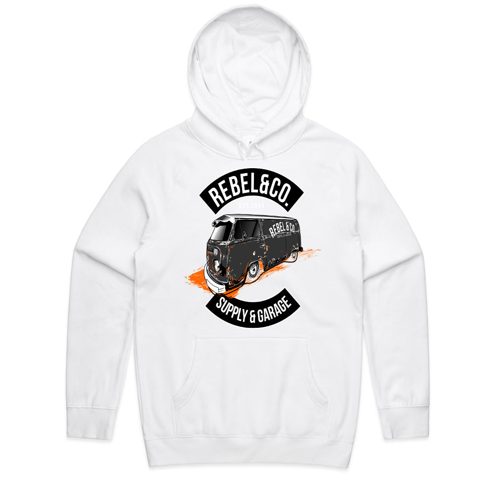 Rebel & Co. Garage" Vintage VW Bus T-Shirt