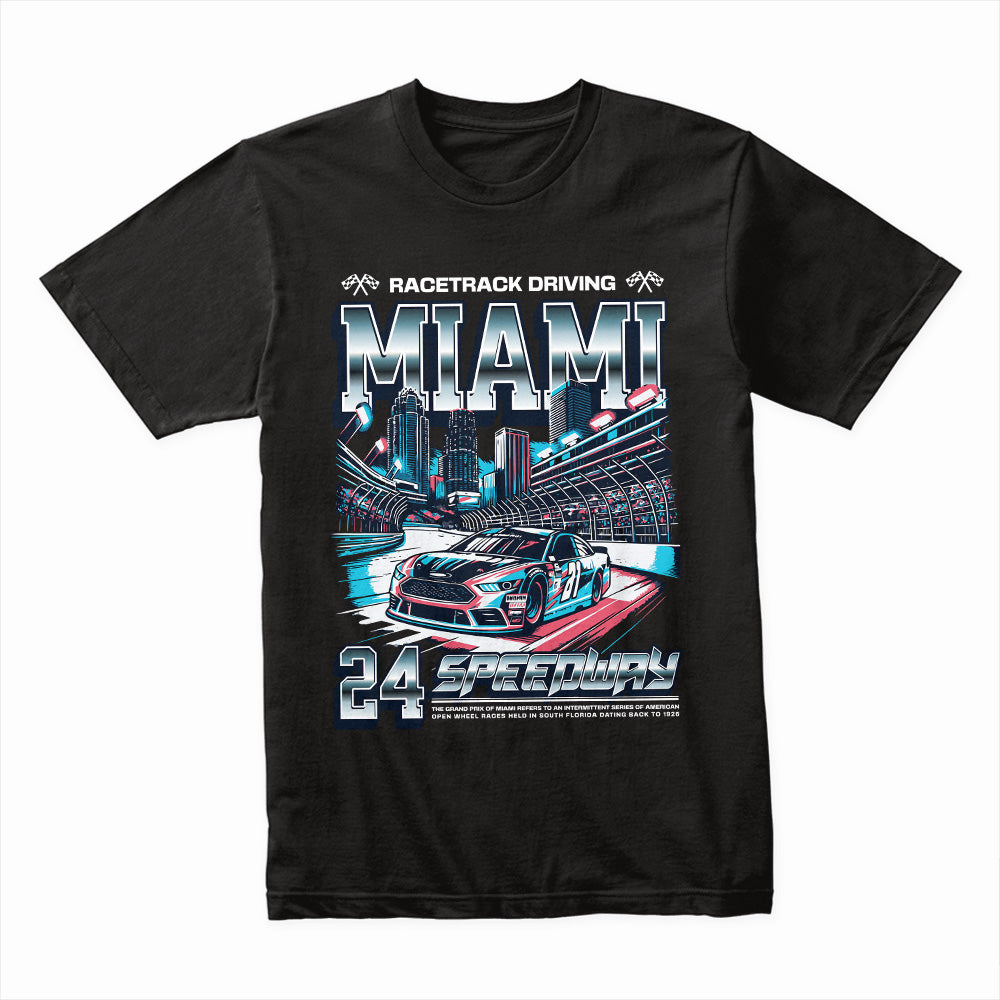 Miami Speedway Racing T-Shirt – High-Speed Night Drive