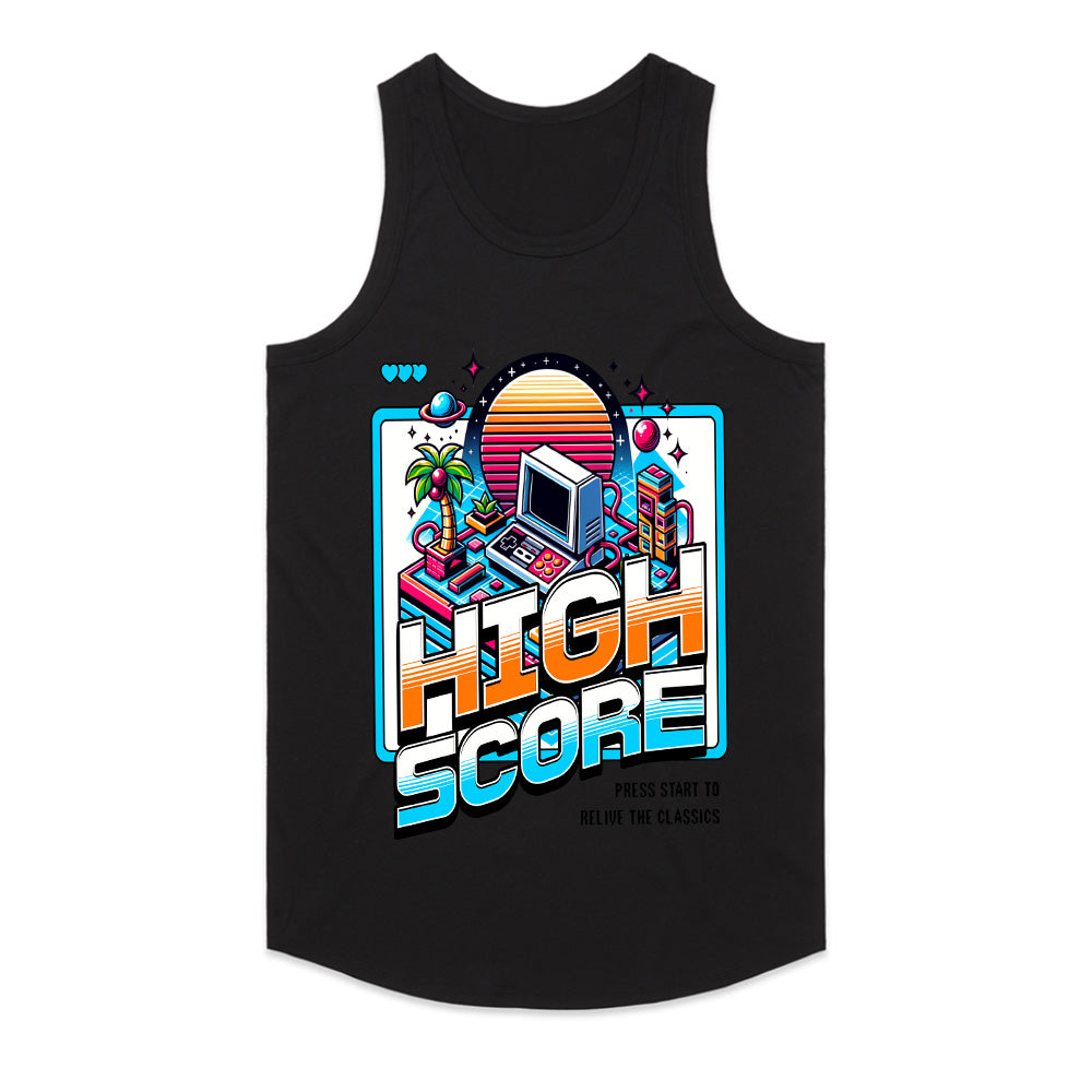 High Score - Retro Arcade Sunset Gaming T-Shirt