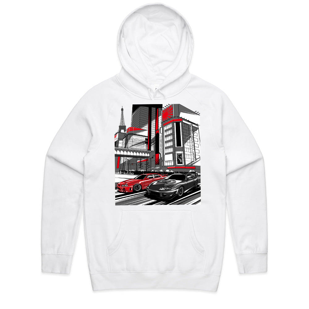 Tokyo Street Racing T-Shirt – JDM Skyline & Supra Cityscape Design