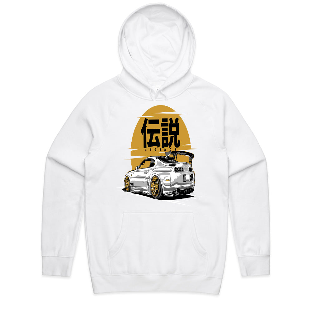 Toyota Supra MK4 "Legends" JDM T-Shirt – White Supra with Gold Accents