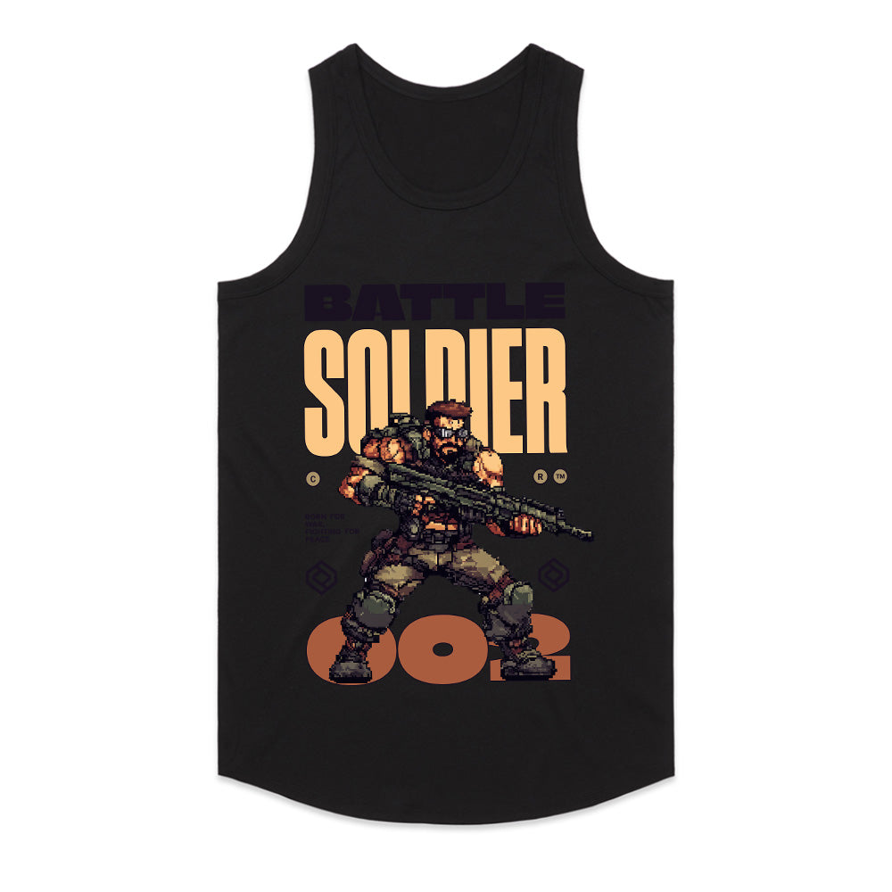 Battle Soldier T-Shirt – Retro Pixel Art Military Warrior