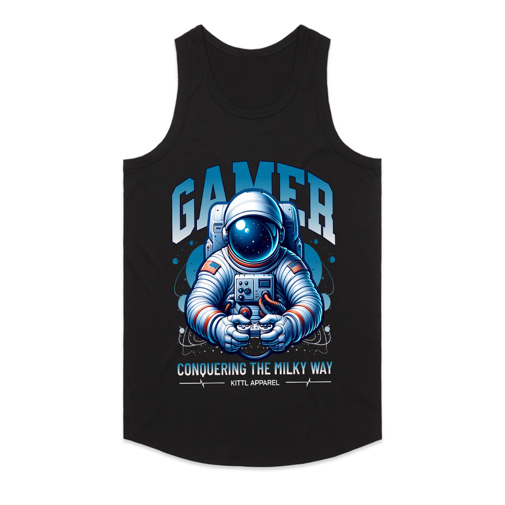 Astronaut Gamer T-Shirt – "Conquering the Milky Way" Space Gaming Tee