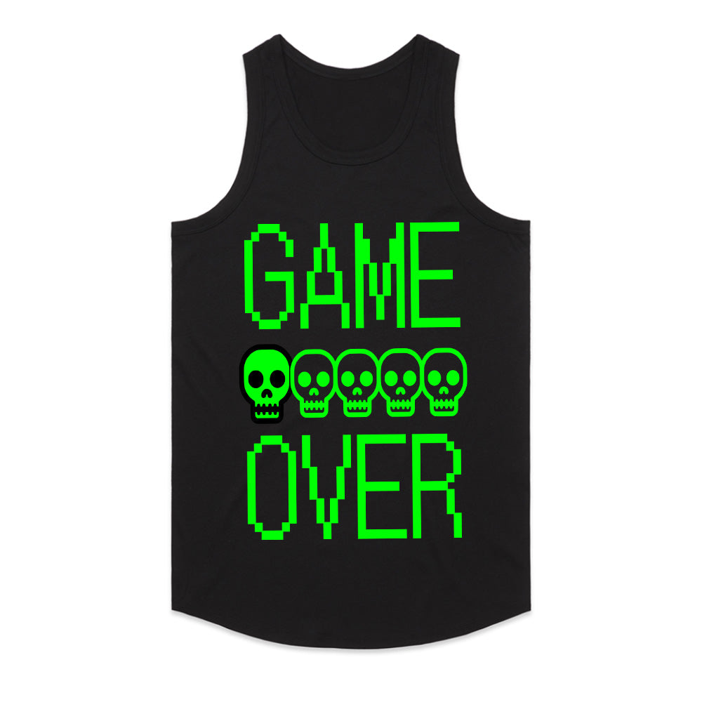 Retro Pixel "Game Over" T-Shirt – Neon Skull Gamer Tee