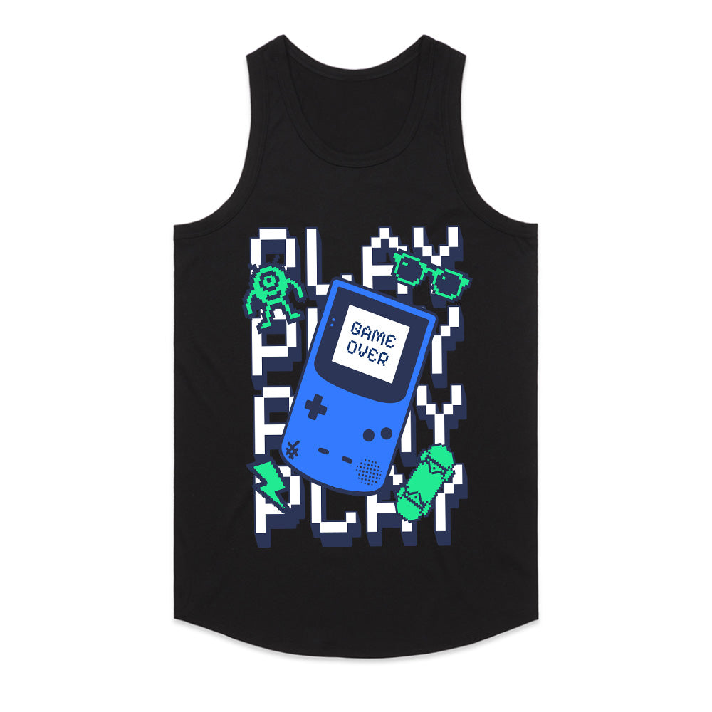 Retro Handheld Gamer T-Shirt – "Play Play Play" Pixel Art Tee