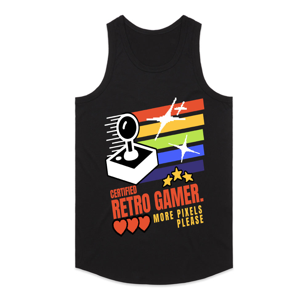 Certified Retro Gamer T-Shirt – Classic Arcade Joystick & Pixel Art