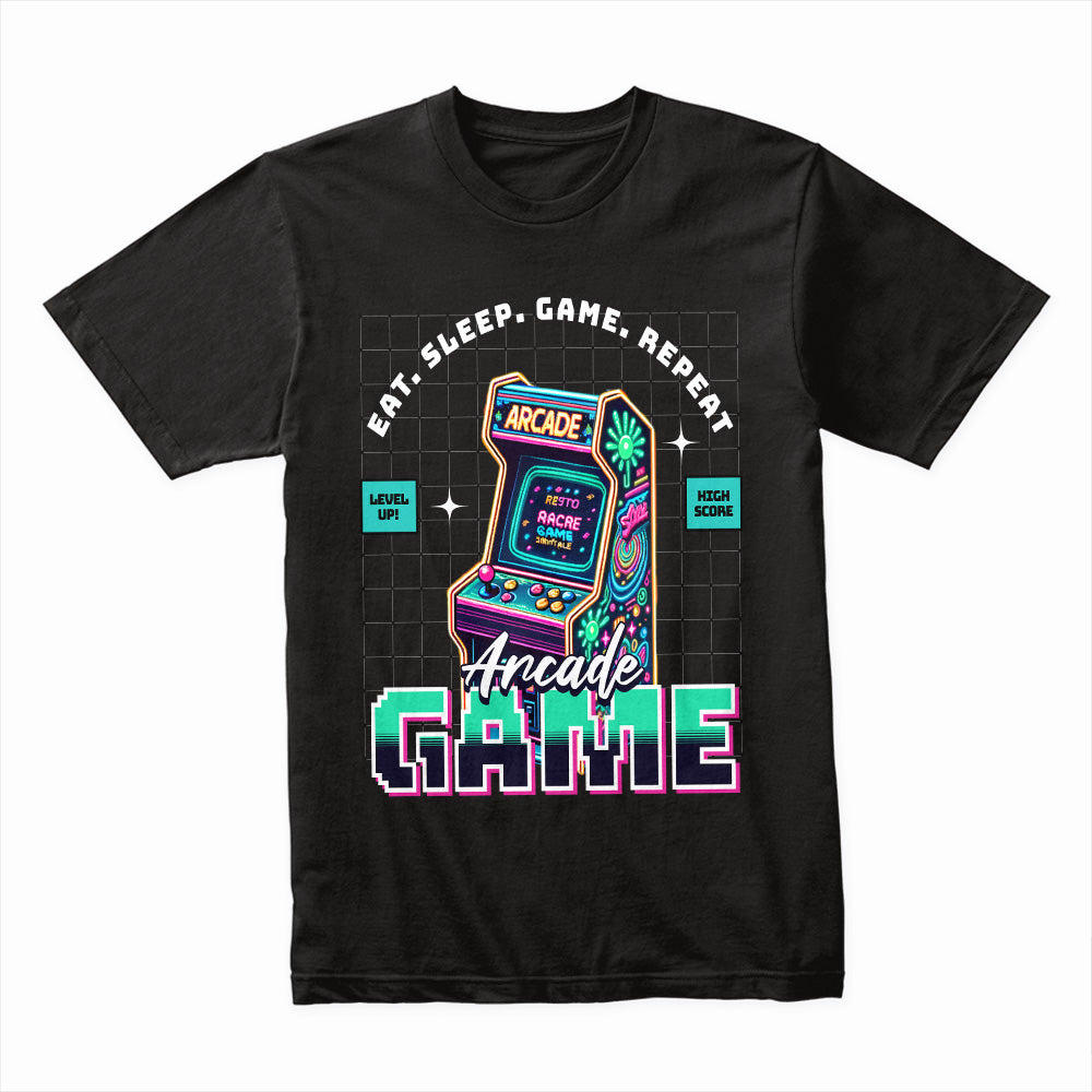 Retro Arcade Gamer T-Shirt – Neon Vintage Gaming Tee