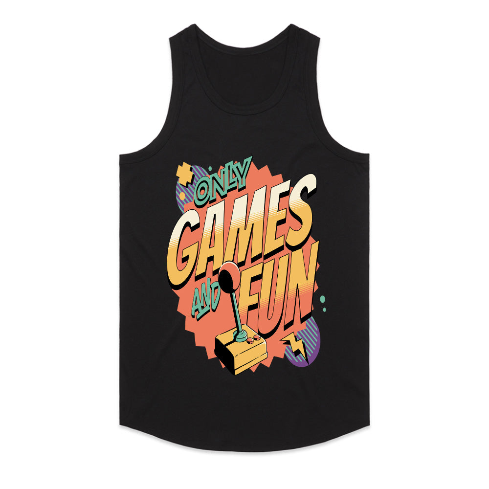 "Only Games and Fun – Retro Arcade Joystick Gaming T-Shirt"