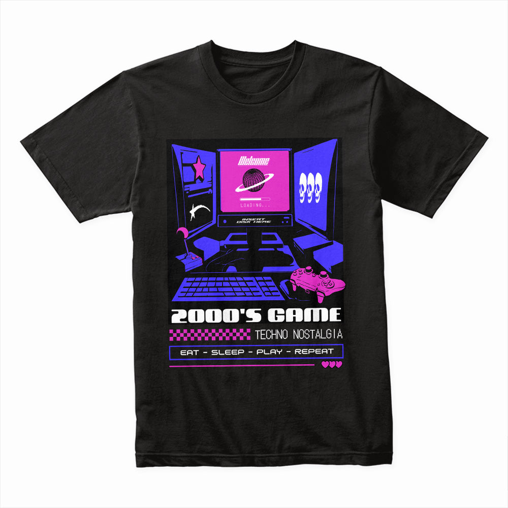 Retro 2000s Gaming T-Shirt - "Techno Nostalgia" Cyberpunk Aesthetic