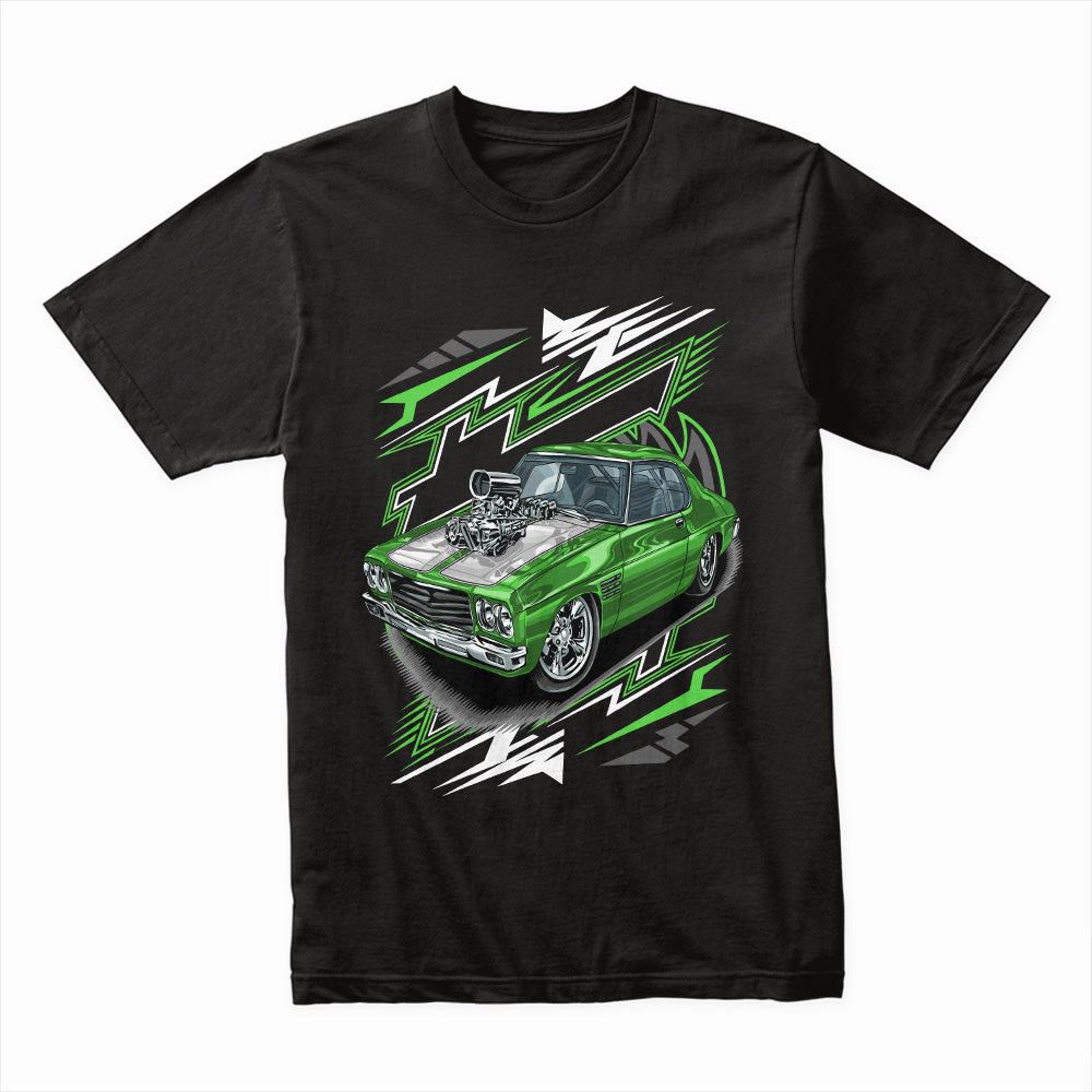 Green Machine Race Car Graphic T-Shirt – High-Speed Performance Design for Car Enthusiasts