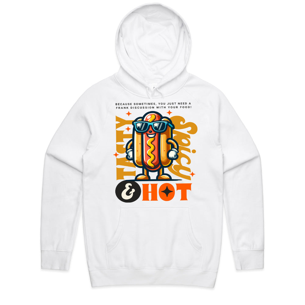 Tasty, Spicy & Hot – Cool Hot Dog Streetwear T-Shirt