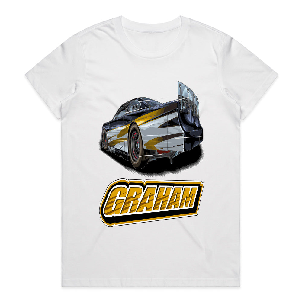 Graham Race Car Graphic T-Shirt – Dynamic Racing Design for Motorsport Enthusiasts