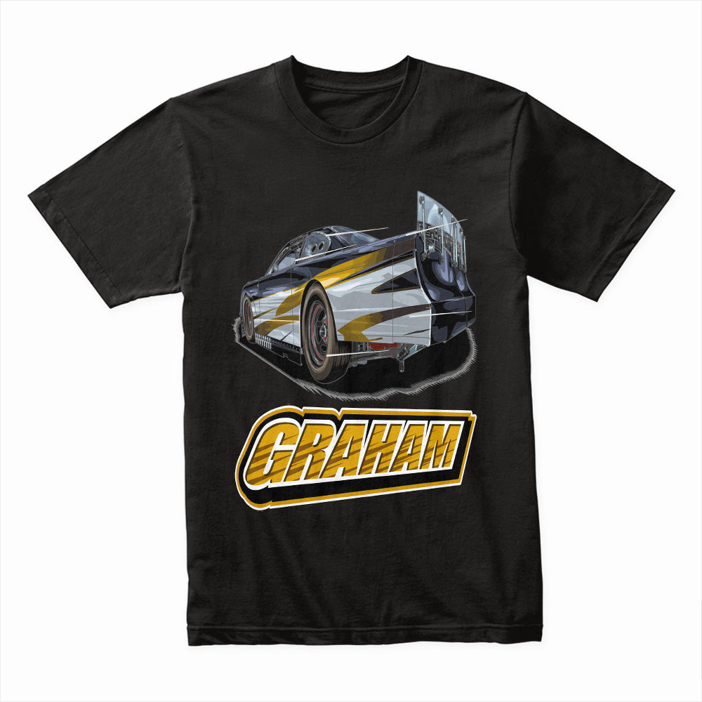 Graham Race Car Graphic T-Shirt – Dynamic Racing Design for Motorsport Enthusiasts